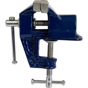 Bankschroef voor tafel gietijzer 75 mm - kaakopening ~25 mm - modelbouw - doe-het-zelvers - lassen - frezen - slijpen - spannen - blauw