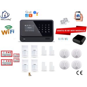 Home-Locking draadloos smart alarmsysteem wifi,gprs,sms en kan werken met spraakgestuurde apps. AC05-2zw