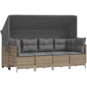 vidaXL 5-delige Loungeset met kussens poly rattan beige - Loungeset - Loungesets - Tuinset - Tuinbank