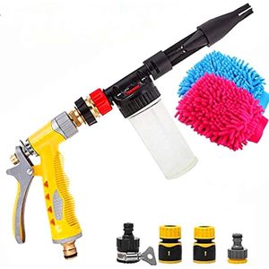 Schuimpistool met dubbelzijdige washandschoen - handmatige sproeikop - 2-in-1 schuimkanon - sproeier voor tuinslang