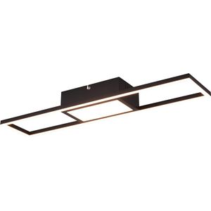 LED Plafondlamp - Plafondverlichting - Torna Riyaz - 22W - Aanpasbare Kleur - Afstandsbediening - Dimbaar - Rechthoek - Mat Zwart - Aluminium