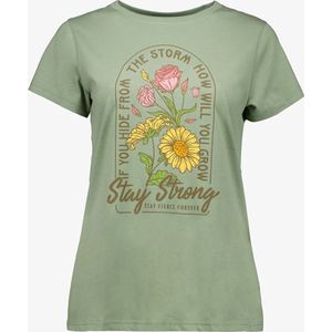 TwoDay dames T-shirt groen met opdruk - Maat XS