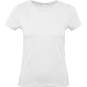 Set van 2x stuks wit basic t-shirts voor dames met ronde hals - katoen - 145 grams - witte shirts / kleding, maat: XL (42)