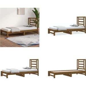 vidaXL Slaapbank uitschuifbaar grenenhout honingbruin 2x(90x200) cm - Slaapbank - Slaapbanken - Bedbank - Bed