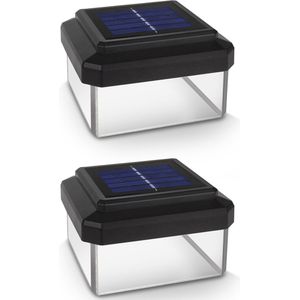 GreenBlue - Set van 2 stuks - LED solarlamp - tuinlamp - op zonne-energie - 80x80mm - paalverlichting
