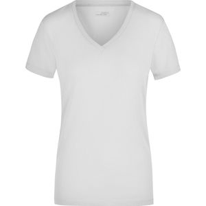 Wit dames stretch t-shirt met V-hals XL