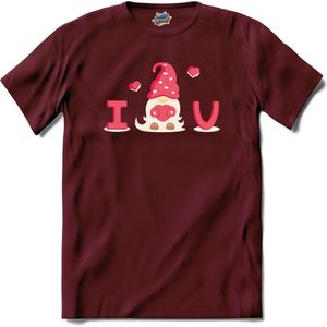 I Love You | Valentijn - Valentijnsdag - Cadeau - Kado - T-Shirt - Unisex - Burgundy - Maat M