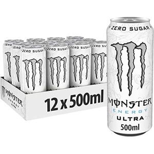 Monster Energy Ultra - Ultra White Energy Drink - Pre Workout - 12 Blikjes (12x500 ml)