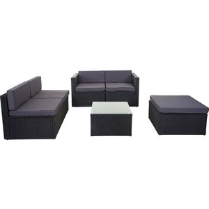 Cosmo Casa Poly Rattan Set - Tuin/Lounge - Set - Sofa - Antraciet - Bekleding - Donkergrijs