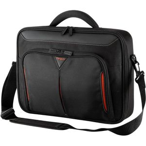 Laptoptas tot 18 inch met versterkte hoes en schouderriem - zwart/rood
