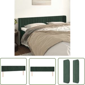 The Living Store Hoofdbord met randen 203x16x78/88 cm fluweel donkergroen - Hoofd Bord - Hoofdkussen - Beddecoratie - Fluweel - Donkere Kleuren