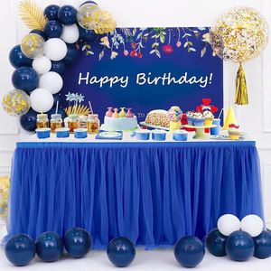 Koningsblauwe tule tafelrok tutu tafelrokken 183 x 76 cm, snoeptafel tutu tafelkleed tule voor verjaardagsmeisjes decoratie, babyfeestje, snoepfeestje, candybar, bruiloft, zonder LED