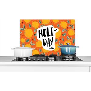 Spatscherm keuken 60x40 cm - Kookplaat achterwand Citroen - Zomer - Oranje - Muurbeschermer - Spatwand fornuis - Hoogwaardig aluminium