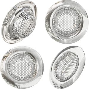 Roestvrijstalen afvoerzeef met een diameter van 7 cm, roestvrij haarzeef, set van 4, fijnmazig, haarzeef, douche voor gootsteen, afvoerzeef, keuken, afvoerzeef, badkuip, afvoerzeef
