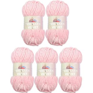 Himalaya Velvet Micro-polyester Breiwol, 5 x 100 gram, 600 meter -Fluweelzachte babywol, 500 gram wol (Perzik 90023)