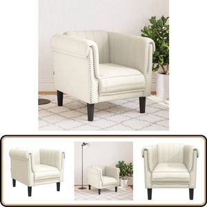 vidaXL Fauteuil - Fluweel Crèmekleurig Fauteuil - Fluweel - Creme - Lounge - Relaxstoel