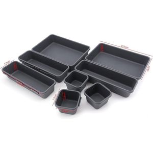 8 stuks bureau-lade-organizer, in elkaar grijpende lade-scheidingswanden met 3 maten, veelzijdige opbergdozen, lade-organizer voor keuken, kantoor, make-up, badkamer (zwart)