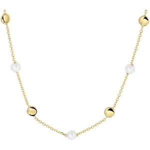 YO&NO - Ketting -  Goud - Anker - Parel - 1,1 mm - 42 /45 cm - Sieraden vrouw - 585 goud