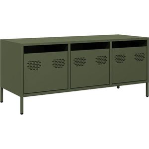 vidaXL - Tv-meubel - 101,5x39x43,5 - cm - koudgewalst - staal - olijfgroen