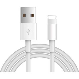 USB Kabel - 8-PIN - USB Draagkabel voor Apple - Compatibel voor Iphone 5/6/7/8/x/xs - 1M - Wit