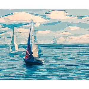 Schilderenopnummers.com® Low poly zeilschip - 50x40 cm – Schilderen op nummer -Schilderen op nummer volwassenen