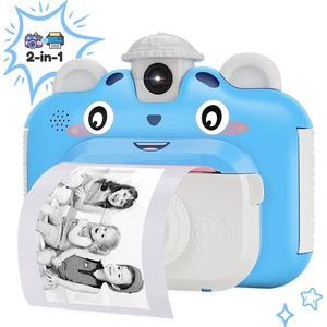 AyeKids Instant Print Kindercamera - Thermische Mini Printer - Fotoprinter - Inclusief 3 rollen & 12 Kleur Stiften - Blauw