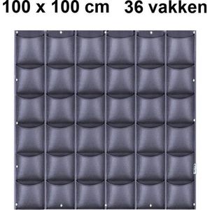 Verticale tuin met 36 grote vakken - 100cm x 100cm - verticale tuin - zwart - groene wand - groene muur - verticale moestuin zakken - plantenhanger balkon - plantenbak - plantenzak 1x1 meter Beactiff®