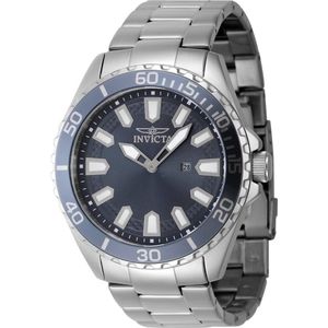 Invicta Pro Diver 46893 Heren Horloge - Waterdicht - Analoog - Quartz Uurwerk - Roestvrij Staal met blauwe Wijzerplaat - 46mm