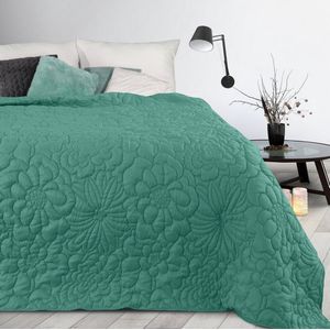 Oneiro’s luxe ALARA Type 4 Beddensprei Turquoise - 220x240 cm – bedsprei 2 persoons - beige – beddengoed – slaapkamer – spreien – dekens – wonen – slapen