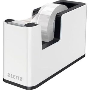 Plakbandhouder met Zware Basis, Parelwit/Zwart