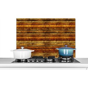 Spatscherm keuken 80x55 cm - Kookplaat achterwand Vintage - Hout - Patronen - Planken - Muurbeschermer - Spatwand fornuis - Hoogwaardig aluminium