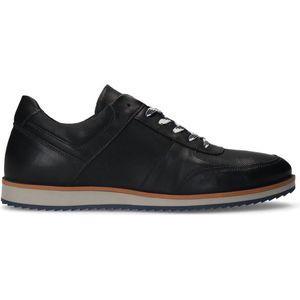 Manfield - Heren - Zwarte leren sneakers - Maat 43