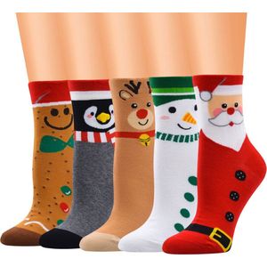 Winkrs | Kerst Sokken set Dames | Koekeman, penguin, rendier, sneeuwpop, kerstman | Maat 36/41