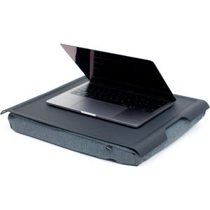 Bosign Laptray, Schoottafel, Schootkussen, Laptoptafel met lichte antislip blad - Grijs/Zwart - 46 x 38 x 6.5 cm
