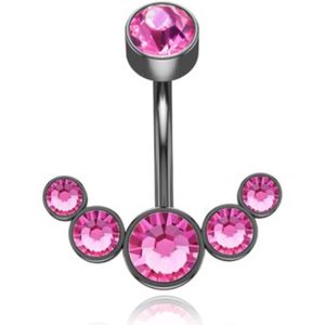 LGT JWLS Piercing in Anker vorm - Roze Kristal & Zwart