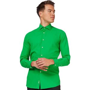 OppoSuits Evergreen Shirt - Heren Overhemd - Casual Effen Gekleurd - Groen - Maat EU 45/46