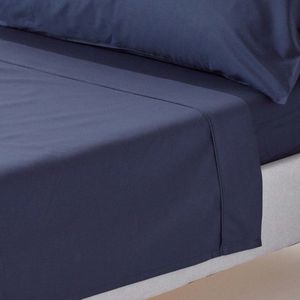 Homescapes - Perkaal laken zonder elastiek 230 x 255 cm, donkerblauw - 100% Egyptisch katoen