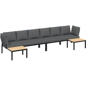 vidaXL - 4-delige - Loungeset - met - kussens - aluminium - zwart