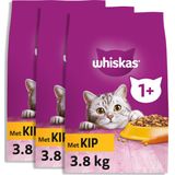 Whiskas 1+ Kattenbrokken - Kip - zak 3 x 3.8 kg
