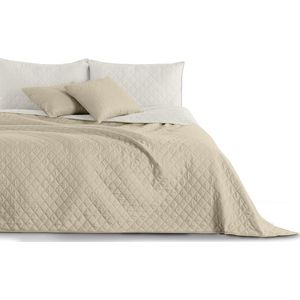 Dubbelzijdige Bedsprei 220 x 240 cm - Beige en Wit met Reliëfpatroon