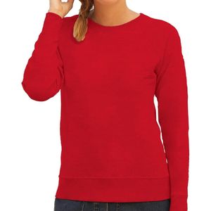 Rode sweater / sweatshirt trui met raglan mouwen en ronde hals voor dames - rood - basic sweaters XS (34)