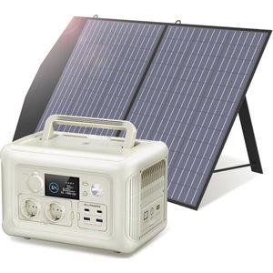 Draagbare Solargenerator met 1200 W Piekcapaciteit en 100 W Zonnepaneel voor Tuin, Reizen en Camping