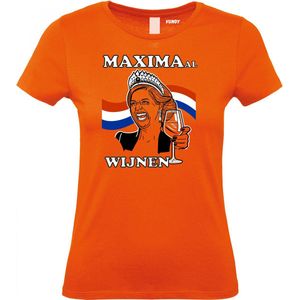 Dames T-shirt MAXIMAal Wijnen | Koningsdag kleding | oranje t-shirt | Oranje dames | maat XXL