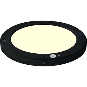 LED Plafondlamp met Bewegingssensor + Dag en Nacht Sensor - 18W - Warm Wit 3000K - 360° Zichthoek - Opbouw/Inbouw - Rond - Mat Zwart
