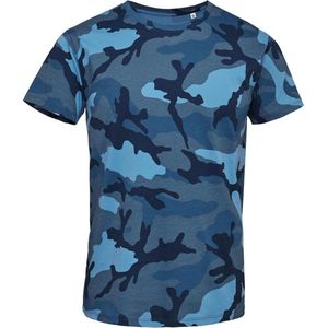 SOLS Heren Camo T-Shirt met korte mouwen (Blauwe Camo)