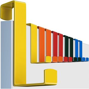 Deurhaken op te hangen - set van 10 roestvrij staal kledinghaken - 2-zijdig bruikbaar - deurkapstok garderobe - kleurrijk - extra stevig deurkapstok opdekdeur