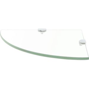 vidaXL Hoekschap Transparant Glas 25x25 cm Hoekschap - Wandrek - Glazen Plank - Transparant - Design