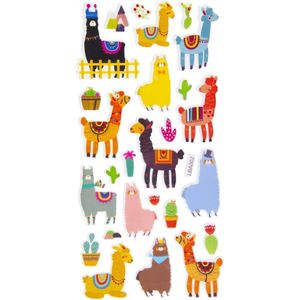 Lg-imports Stickervel Multicolor Alpaca's 28 X 12 Cm 26 Stuks