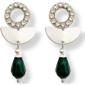 Zatthu Jewelry - N21AW355 - Hedi oorbellen met Swarovski en groene druppel