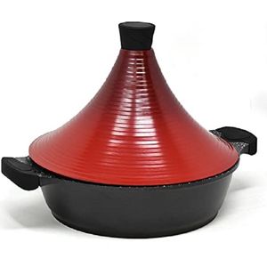 ﻿Aluminium Moroccan Tagine Cooking Pot, Induction ﻿Compatible with Self-Basting Lid, Non-Stick 28cm Tajine Pot for Flavourful & Tender Slow-Cooked Lamb, Pork, Poultry, Fish, & More